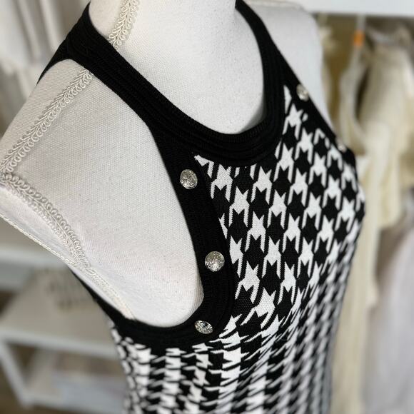 White House, black market size small sleeveless knit dress houndstooth#3708 - Picture 10 of 11